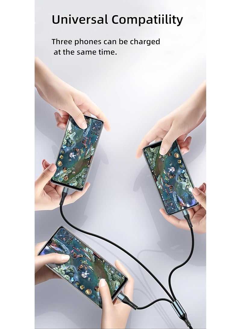 Chappeline CA28 3 in 1 Fast Cable USB to Micro+Type+Lightening 120cm Length - Black - Image 4